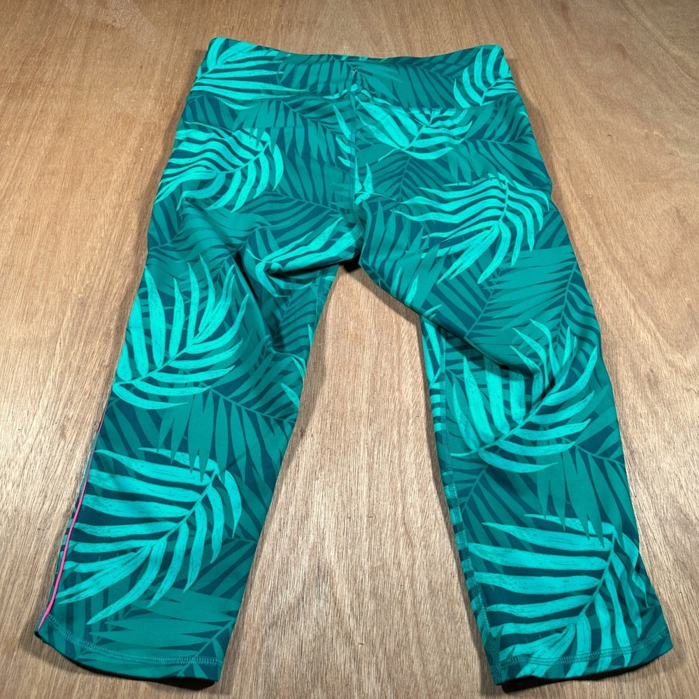 Old Navy Active Go Dry Tropical Palm Crop Leggings Womens XL Green Pink